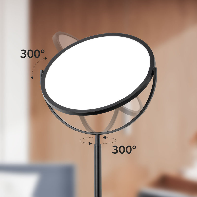 22" Dimmable Led Torchiere Table Desk Lamp With Timer, Black