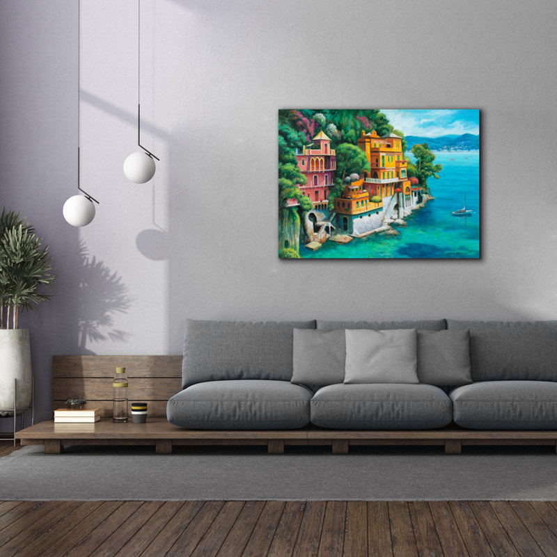 «Domina Beach Portofino Italie» par John Zaccheo, H 40 po x l 54 po x P 1,5 po