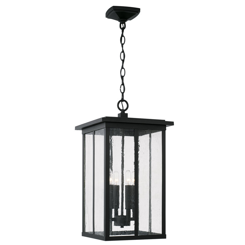4 - Light Outdoor Hanging Lantern, Black