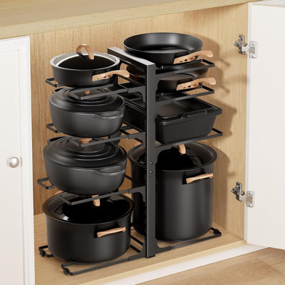 8-Tier Heavy Duty Pots and Pans Organizer under Cabinet, Black