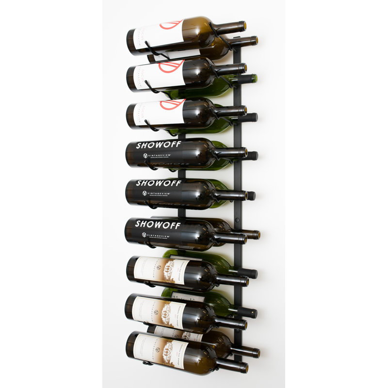 18 Bottle Wall Mounted Wine Bottle Rack Black, Satin Black