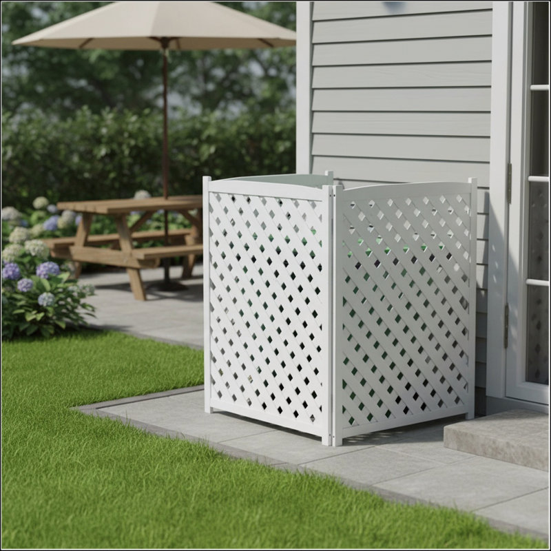 3-Panel Outdoor Air Conditioner Fence Screen, Enhancing Privacy and Airflow, Durable Solid Wood, Versatile Use