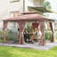 Pavillon de jardin en métal de couleur kaki, 10 x 13 pi avec tissu en acier et polyester, tissu en acier kaki et polyester