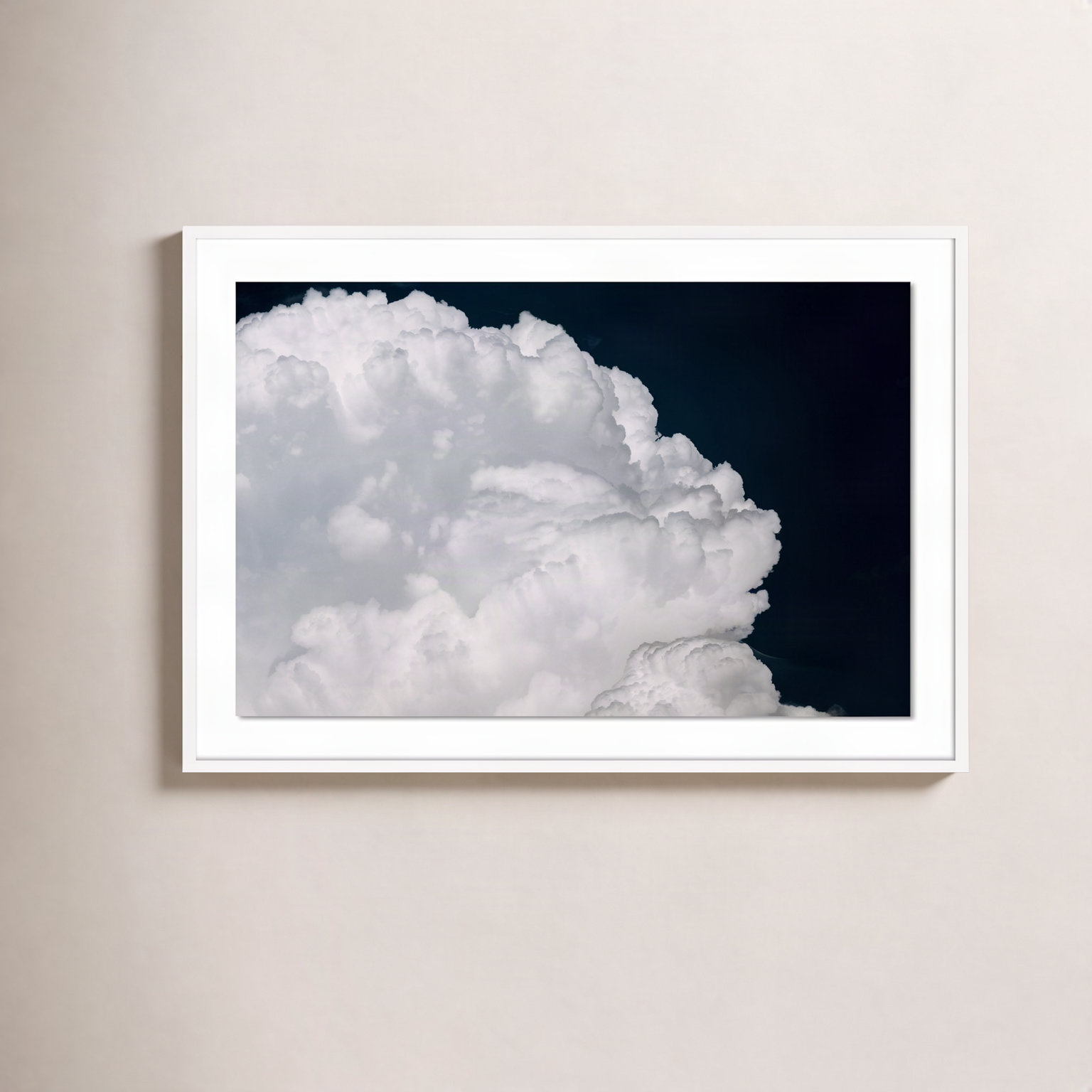 Michael Schauer "Cumulus" Print, 35" H x 48" W x 2.5" D, White