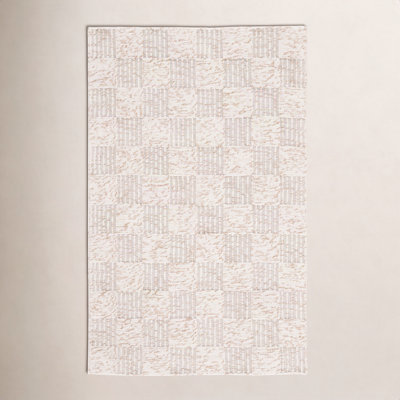 Abbi Brown Ivory Hand-Woven Checkered Rug