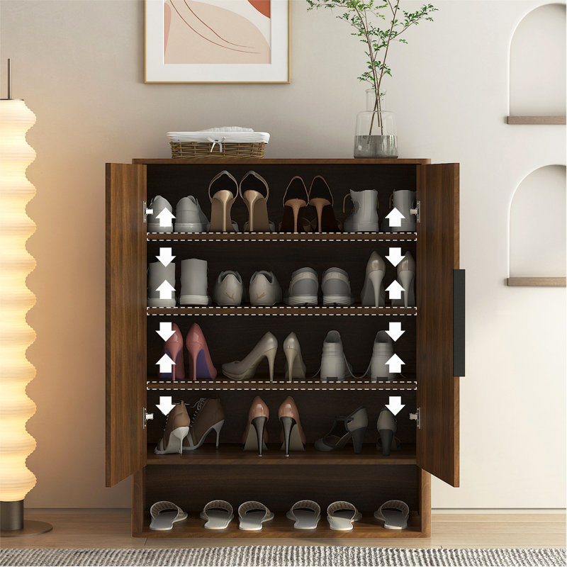 Shoe Storage Cabinet, Wooden Shoe Cabinet with Doors Modern Shoe Organizer with Adjustable Shelves,for Entryway, Hallway, Living Room