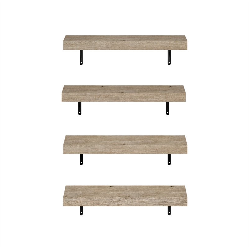 Ensemble de 4 tablettes flottantes murales, naturelles, H 1,65 po x l 22,44 po x P 9,37 po