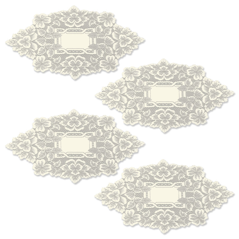 Waldorf Polyester Floral Oval Doily, Ecru