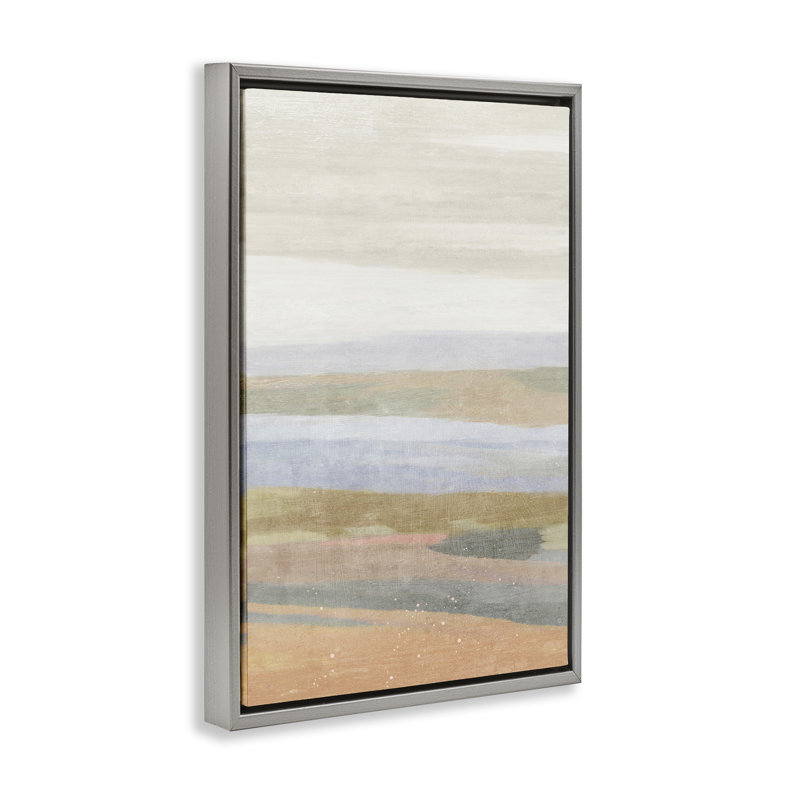 «Beach Dunes Abstraction» par Suzanne Nicoll, Cadre flottant gris lustré, H 25 po x l 17 po x P 1,7 po