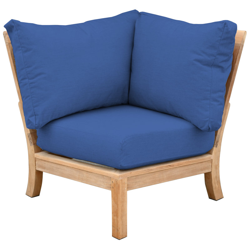 St. Lucia Teak Outdoor Sectional Corner Chair, Navy Sunbrella® Canvas