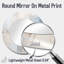 Serach, peinture blanche et bleue Fusion - miroir de peinture abstraite, miroir mural rond beige, impression d'art en métal-131039642