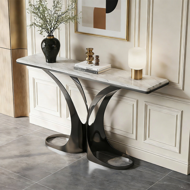 Console Modern Modern, 33.46" H x 59.06" W x 13.78" D, Blanc / Gris foncé