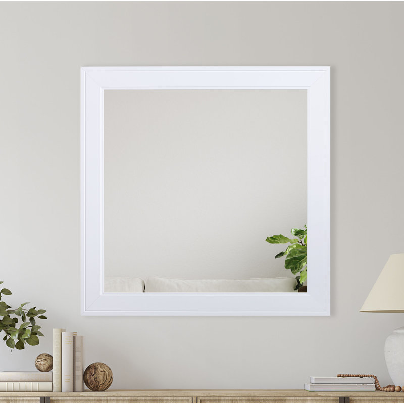Miroir décoratif Ahron, Blanc, 21,5 po x 21,5 po