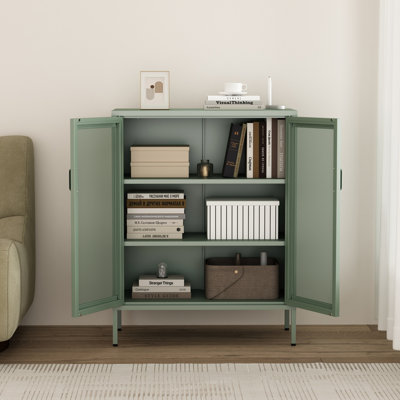 Amelia 32" Metal Accent Cabinet In Sage Green