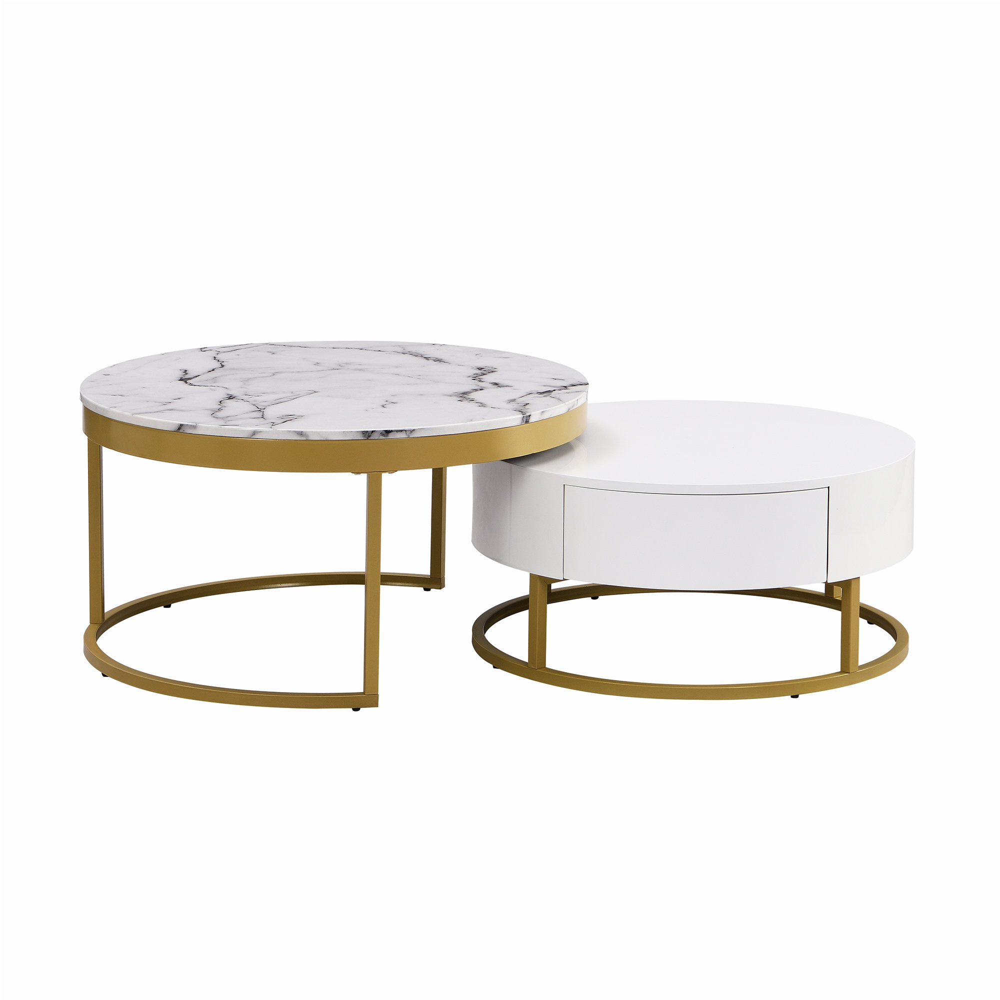 Mercer41 Modern Round Nesting Coffee Table with Drawers | Wayfair