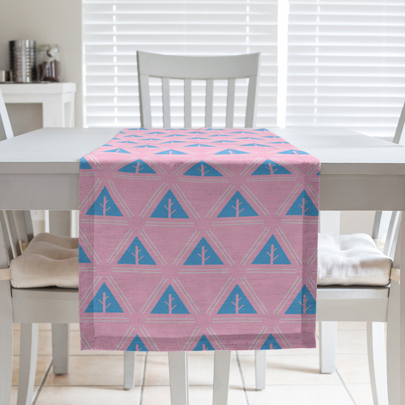 Chemin de table d’arbre minimaliste classic Barbra, 16 po x 72 po, Rose / sarcelle