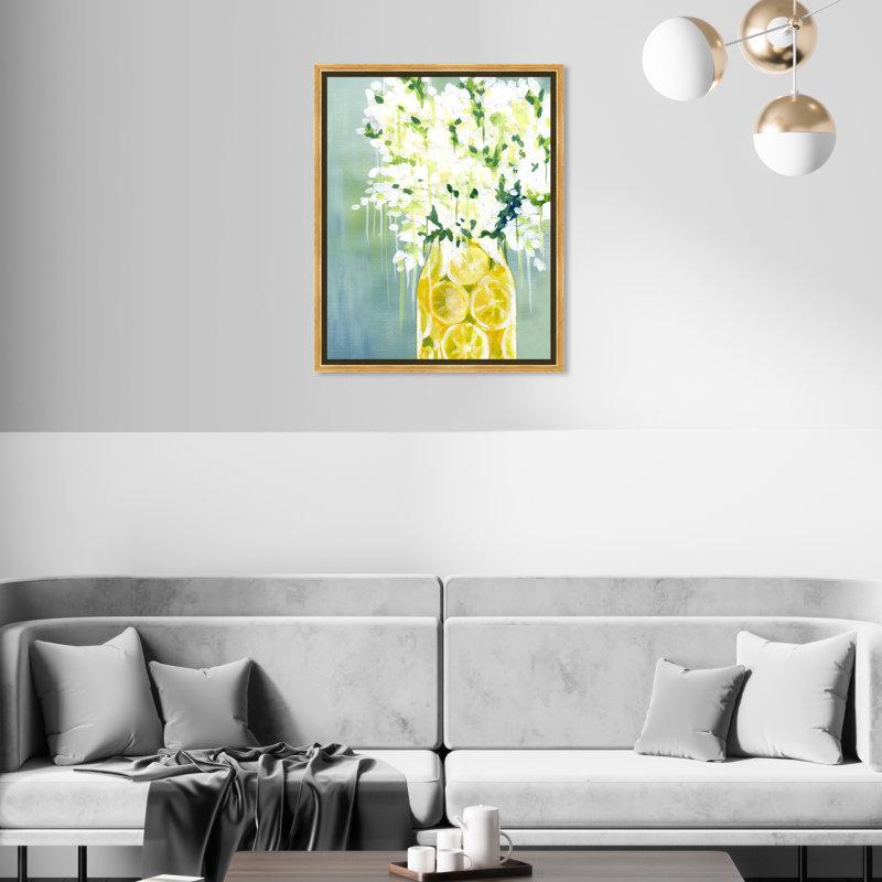 Limoncello - peinture sur toile, H 20 po x l 17 po, Encadrement doré
