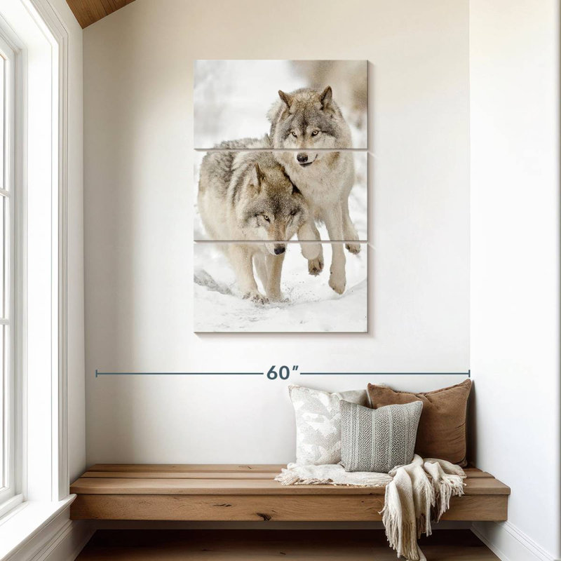 Brampt Playful Gray Wolves, 45" H x 28" W