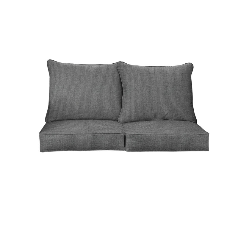 Revive Sunbrella Outdoor 5'' Loveseat Seat / Back Cushion, Blue, 23.5" W x 23" D