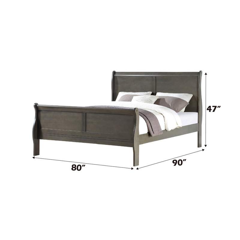 Ensemble de chambre à coucher 4 pièces Louis Philippe, Gris foncé, Très grand