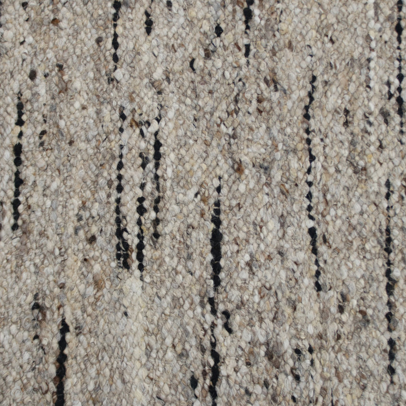 Striped Handmade Area Rug in Beige/Black, Rectangle 2' x 3'