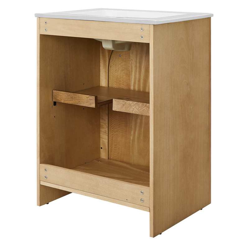 Appia 24" Oak Freestanding Bathroom Vanity with White Ceramic Top