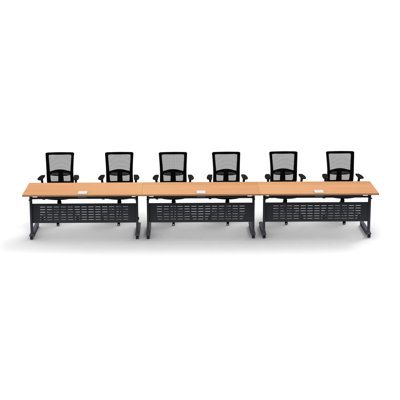 Rectangle 6 Person Flip Top 72'' L Modular Training Table and Chair Set with Casters and Modesty Panel and Cable Management