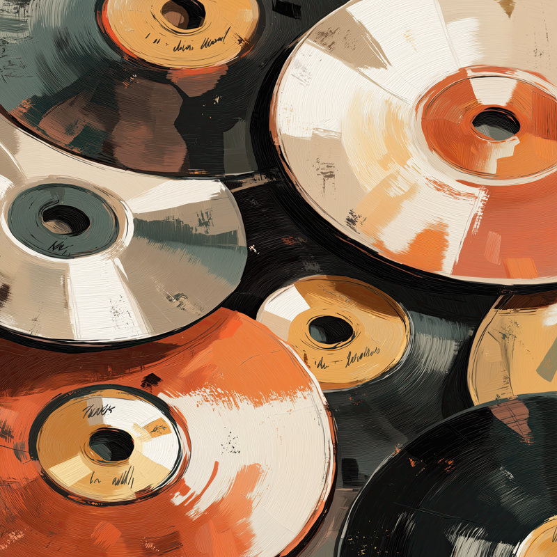 Disques - reproduction matelassée encadrée musicale pour la décoration intérieure, H 16 po x l 16 po, Noir