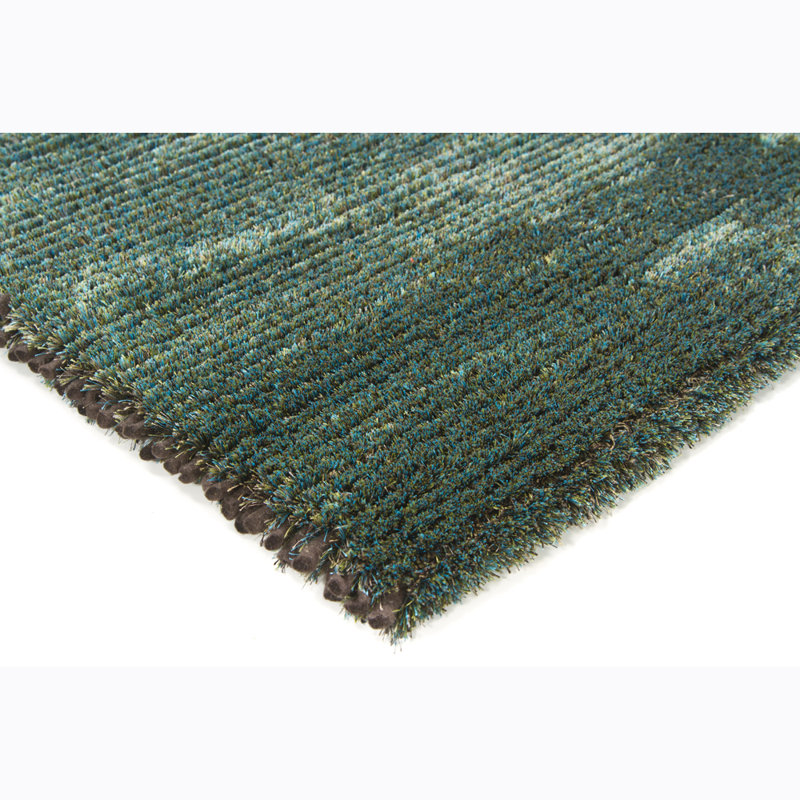 Samons Authentic Hand Woven Green Wool Polyester Rug, Runner 2'6" x 7'6"
