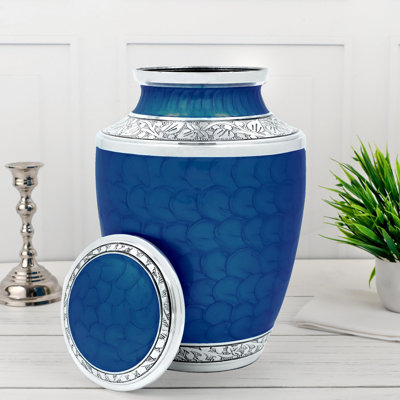 Cremation Urn for Adult Ashes - Blue & Silver Memorial Urn