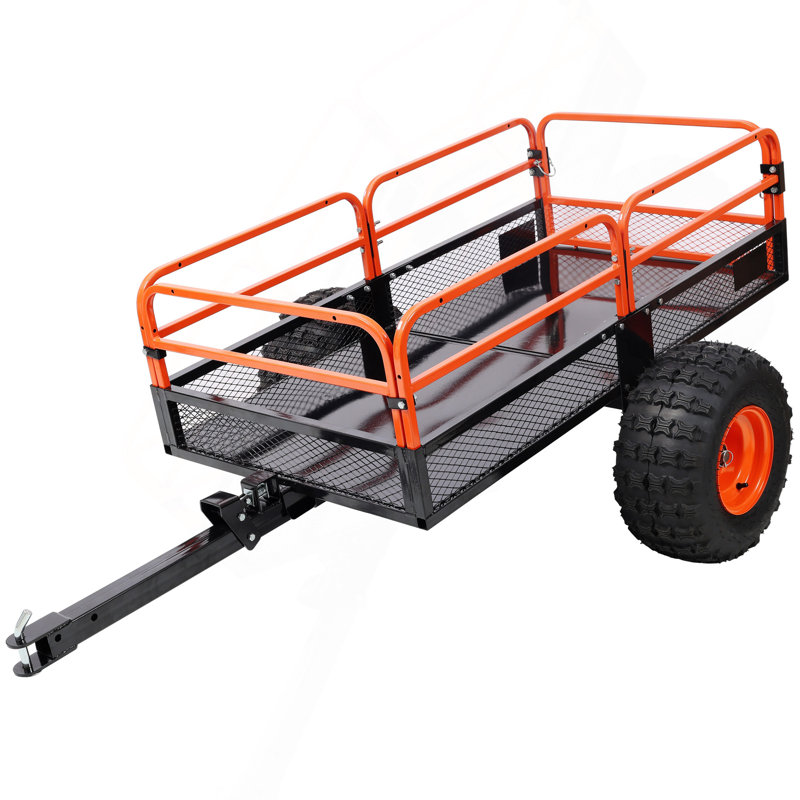 Capacité de charge de 1500 lb de poids lourd pour le tondeuse à gazon UTV Tractor Yard Garden Farming, Noir / Orange