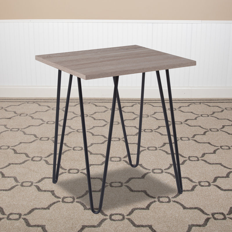 Wood Grain Finish End Table with Metal Legs