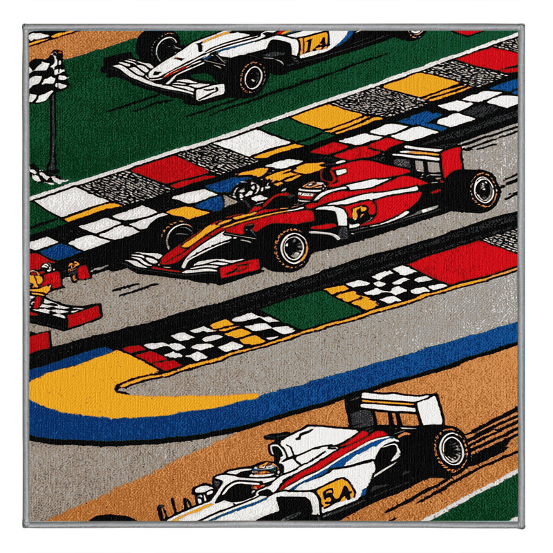 Washable Formula Sports Area Rug, Square 4'