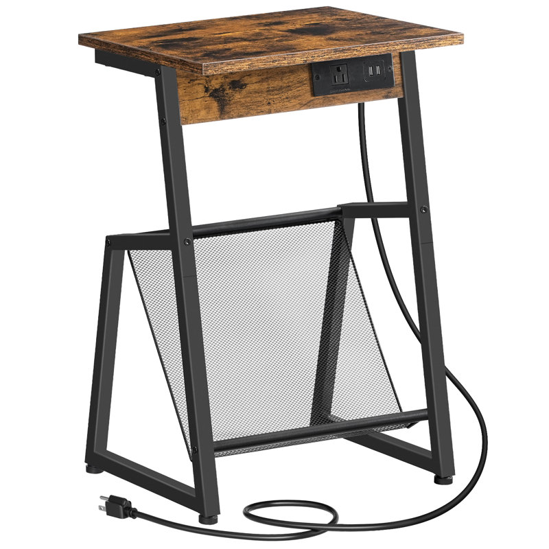 Table de bout en C 23,6 po avec station de chargement et porte-revues