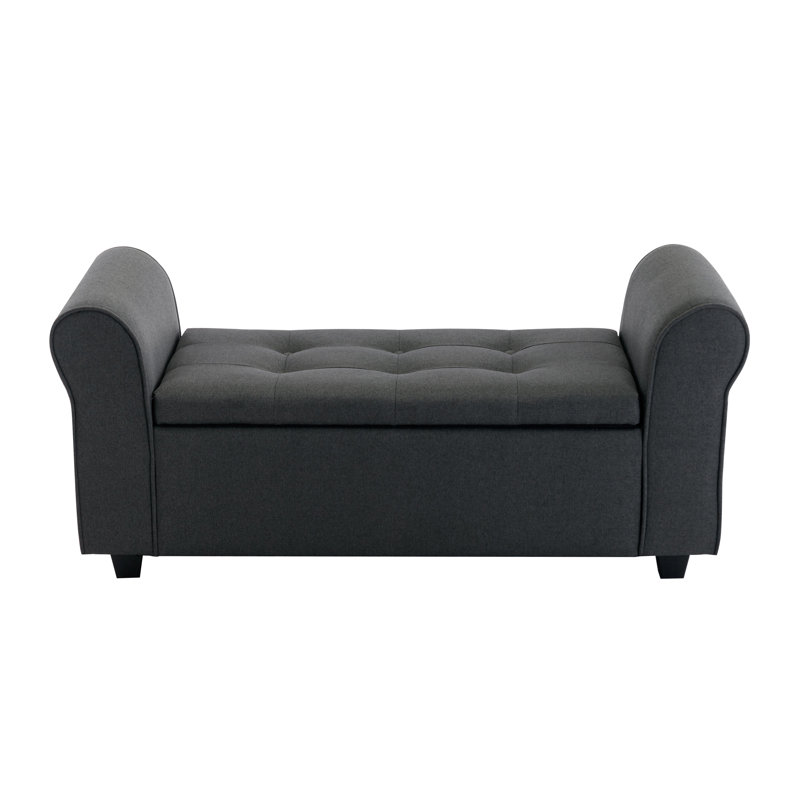 Axelrad Fabric Upholstered Storage Bench, Dark Grey