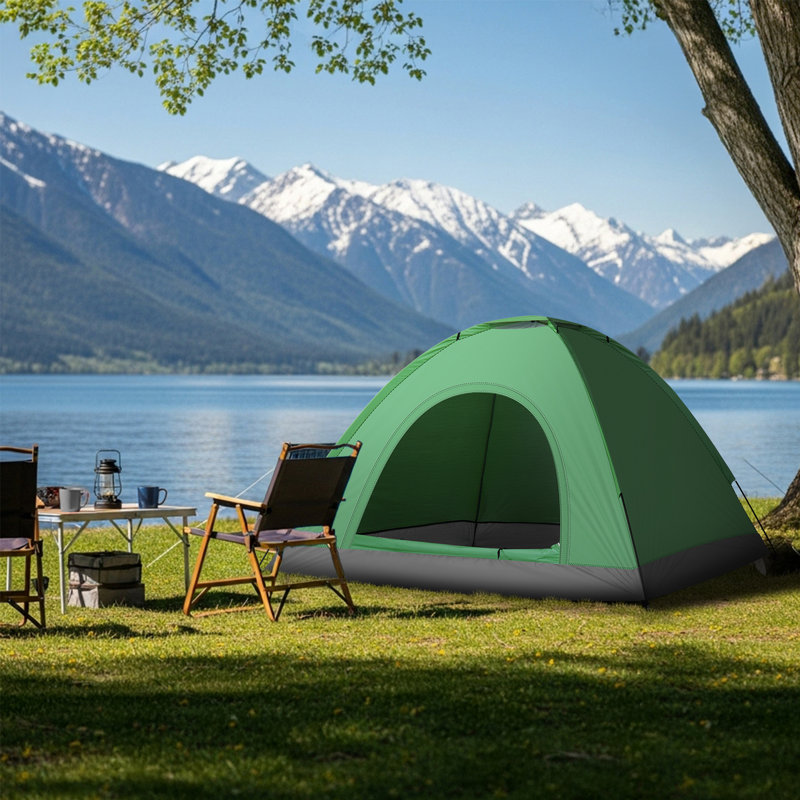 3-Person Dome-Shaped Portable Camping Tent, Green