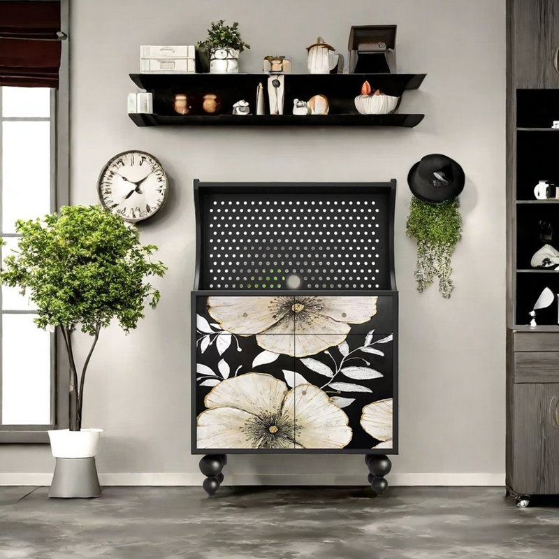 Modern simple large capacity accent cabinet, Black