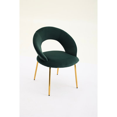 Velvet Chair For Kitchen Or Dining, With Curved And Golden Metal Parts 1 Dining Legs Ergonomic Back