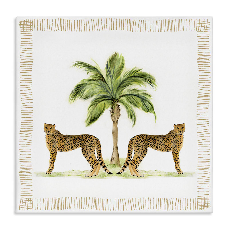 «Cheetah Duo & Palm Tree», art mural par Janet Tava, H 17 po x l 17 po