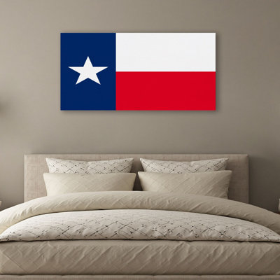 Canvas Wall Art Texas Flag Lone Star Red White Blue Colors Wall Decor for Living Room Bathroom Bedroom Office 20"H x 40"W Art Paintings, Ready to Hang