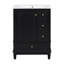 Meuble-lavabo 24 po avec lavabo et tiroirs, meuble-lavabo autoportant noir avec plateau en céramique et tablettes de rangement, panneau de fibres à densité moyenne et base en bois massif, meuble-lavabo moderne pour les petites salles de bain-118003852