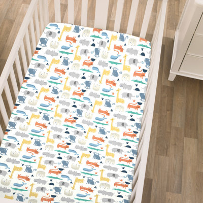 Nojo Safari Animals Fitted Crib Sheet