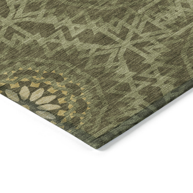 Tapis intérieur / extérieur 5 pi x 8 pi vert olive et vert artichaut lavable