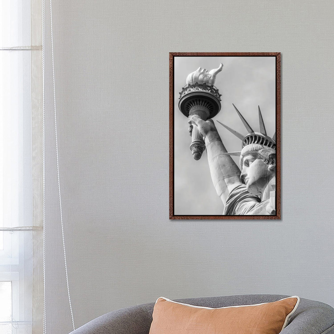 New York City Monochrome Statue Of Liberty by Melanie Viola - Print on Canvas