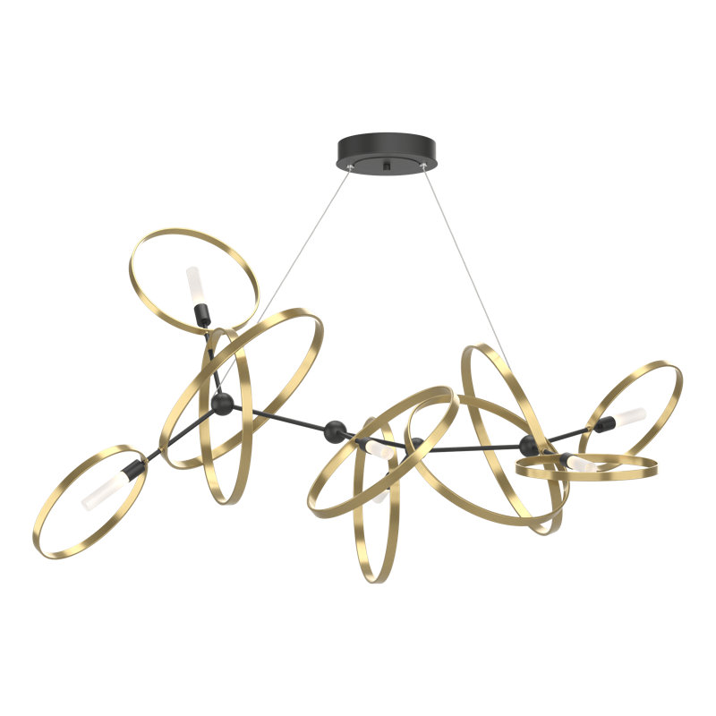 Celesse 6 - Light Unique Geometric Chandelier, Black, Modern Brass