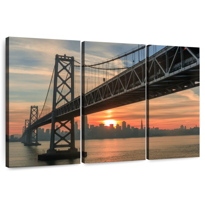 Lilie coucher de soleil depuis le pont de San Francisco, H 42 po x l 65 po
