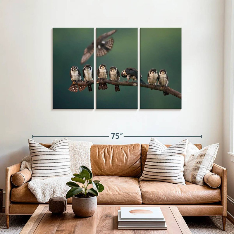 Brampt Perched Falconet Birds, 36" H x 57" W