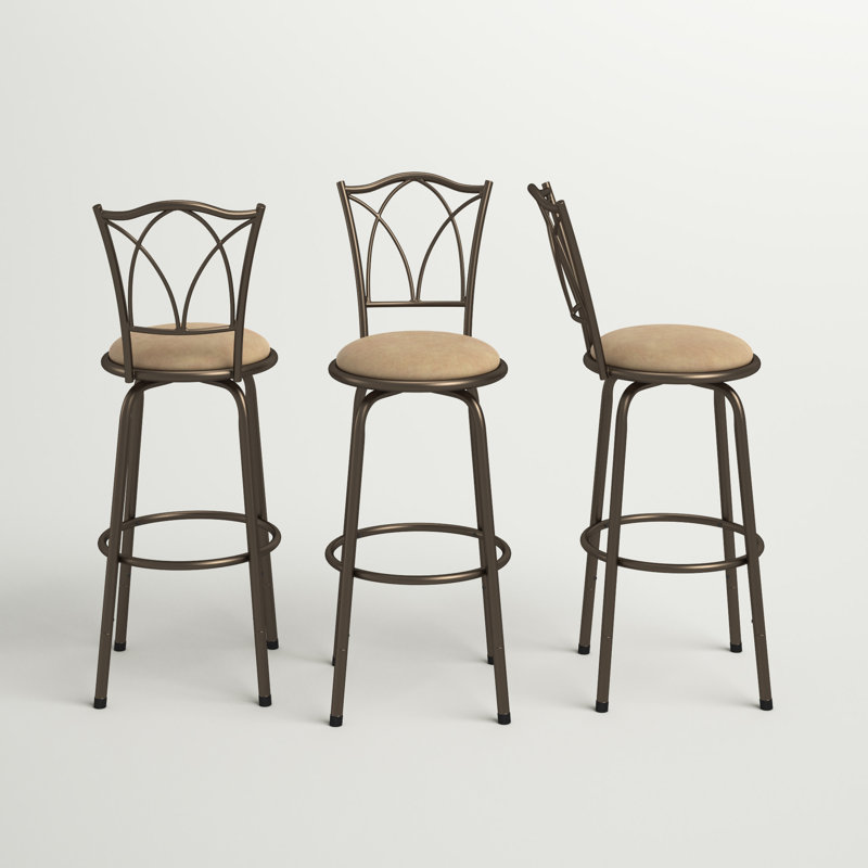 Basche Swivel Upholstered Adjustable Height Counter Stool with Metal Frame