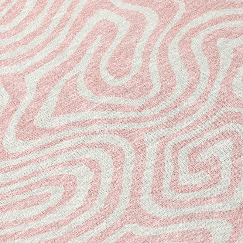 Addison 8' x 10' Pink Synthetic Flat Woven Washable Rug