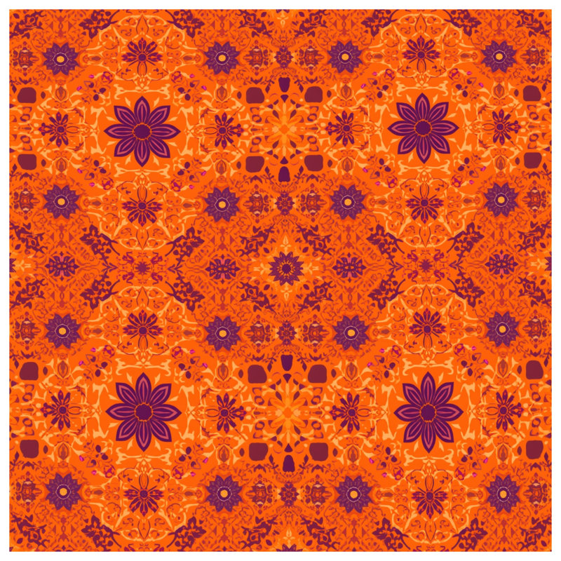 Coussins décoratifs oranges et mauves à motif mandala, 14 X 14 pouces
